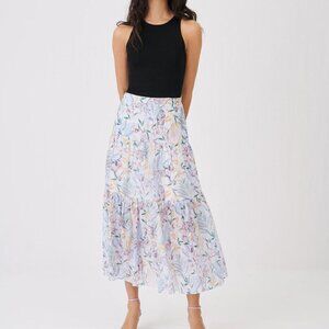 Maje printed voile crinkle-effect floral skirt